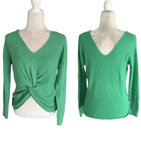 NWT Splendid Green Ribbed Convertible 2 Ways Twisted Sweater - XS - Picture 1 of 16